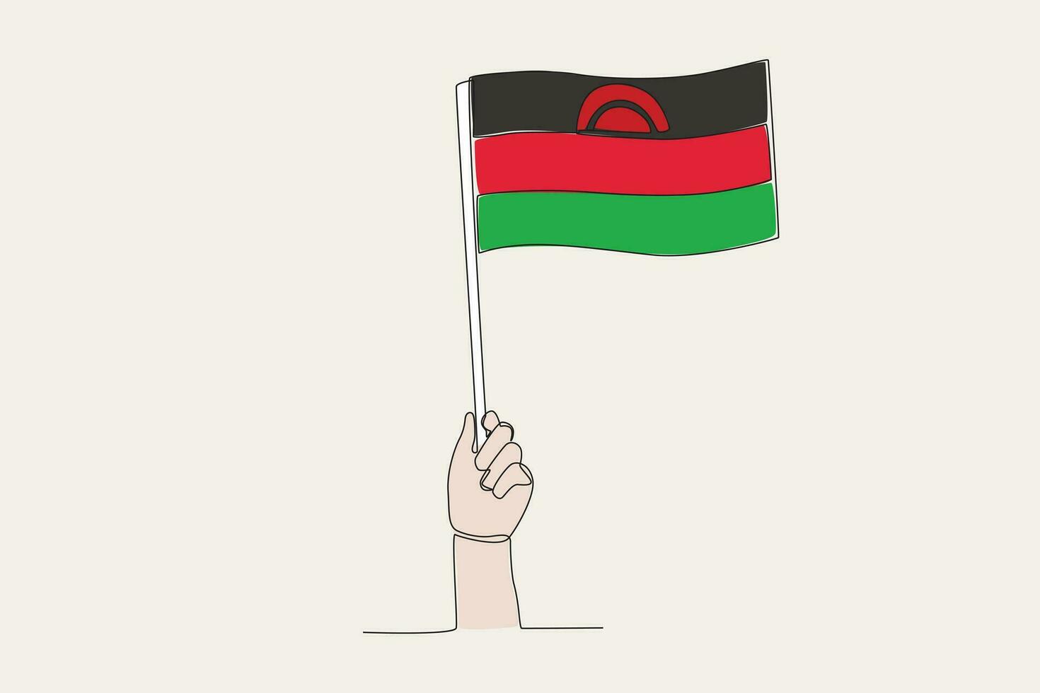 A hand raised the Malawi flag vector
