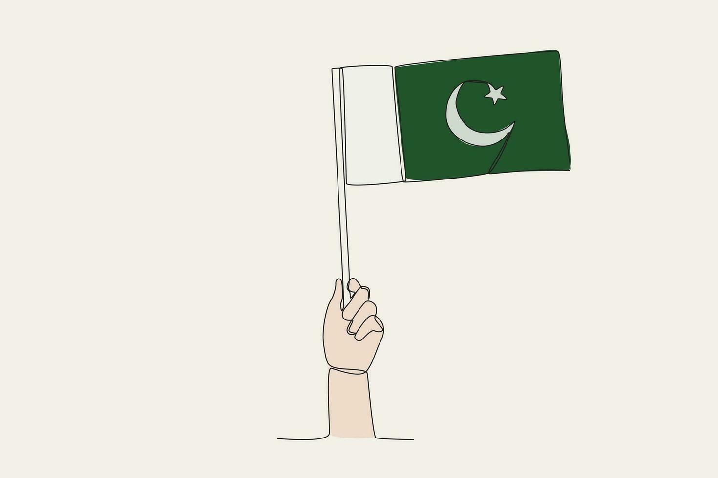 A hand raised the Pakistan flag vector