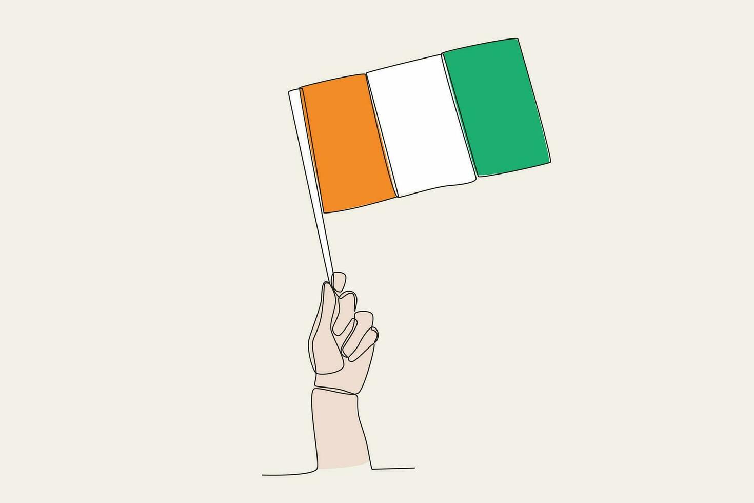A hand raised the Cote d'Ivore flag vector