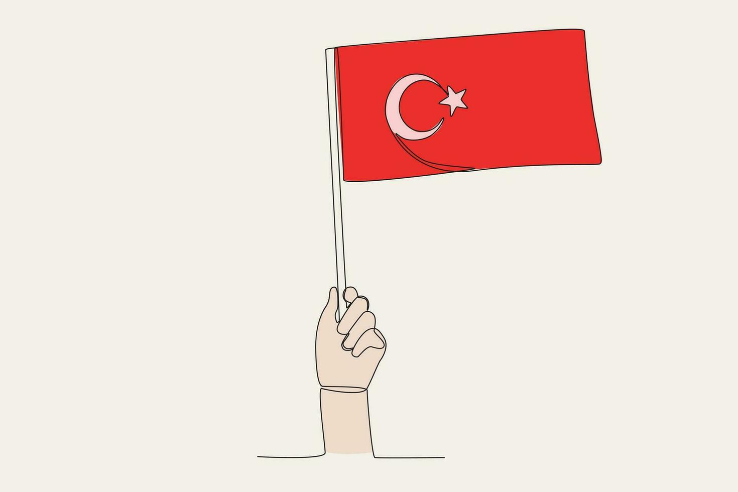 A hand raised the Turkey flag vector