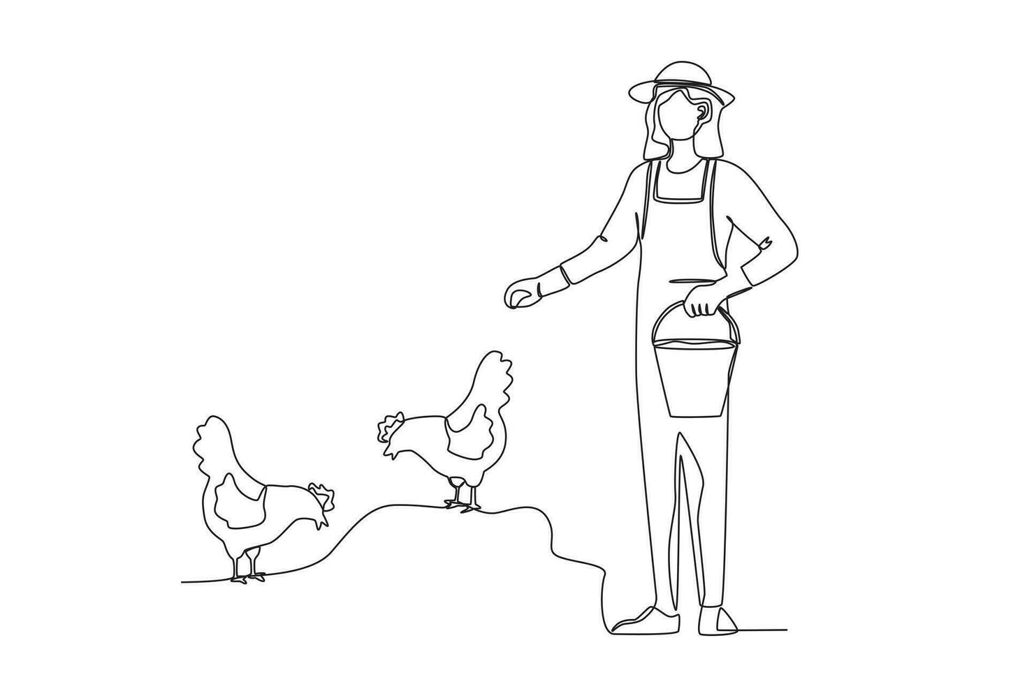 A farmer feeds chickens vector