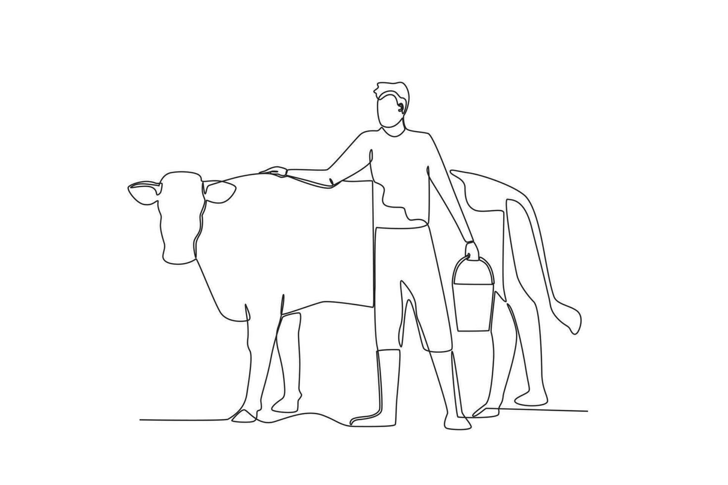A man squeezes milk vector