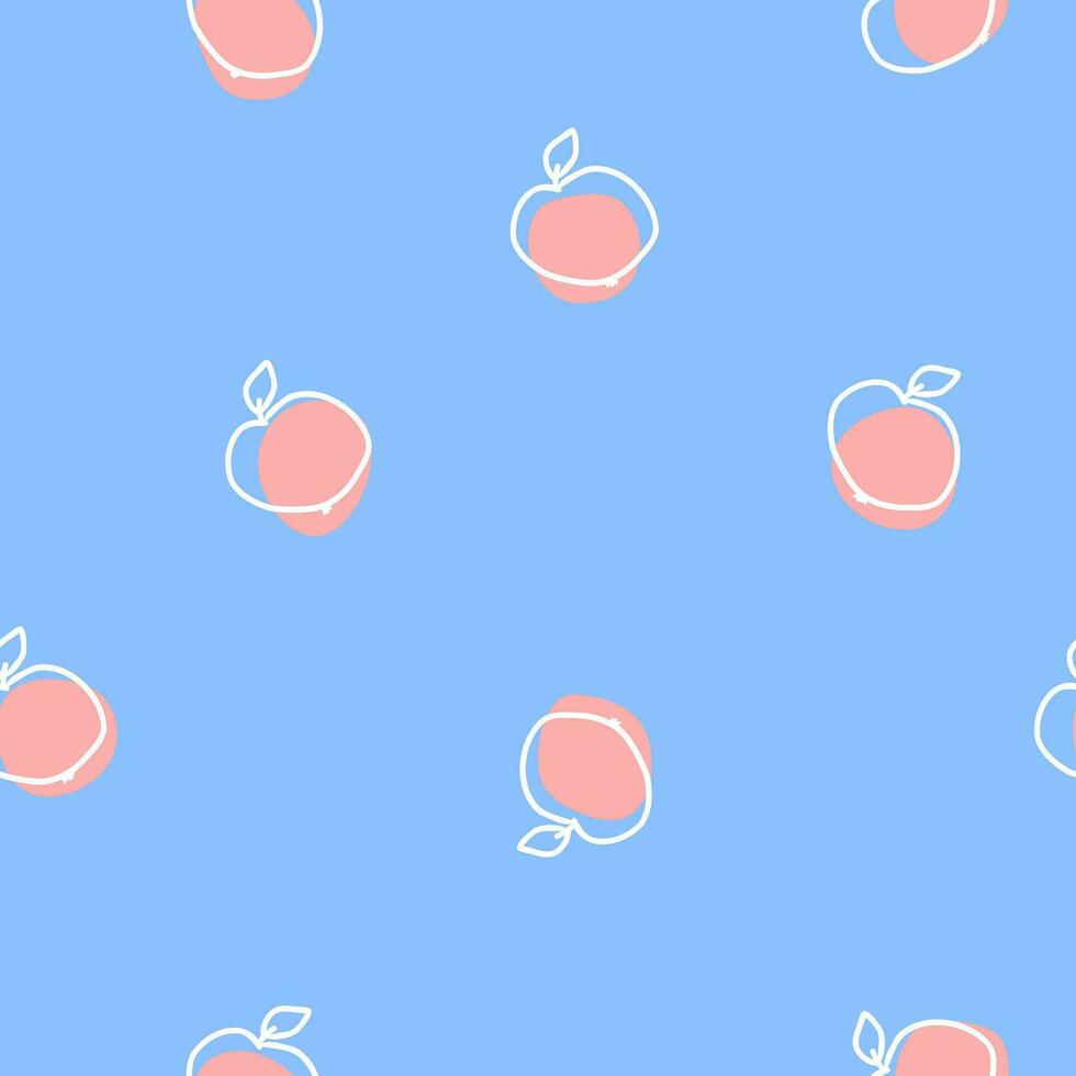 Summer seamless pattern with apple s, papilhouette in doodle style, tasty hand drawn fruits,print for cover, fabric,textile design, garden accessories and kitchen interior decoration background. vector