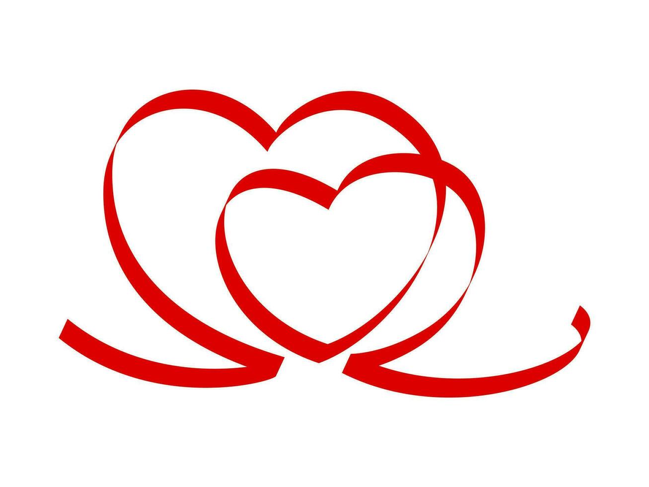 Two linked heart. Couple symbol. Lovely wedding Icon. vector