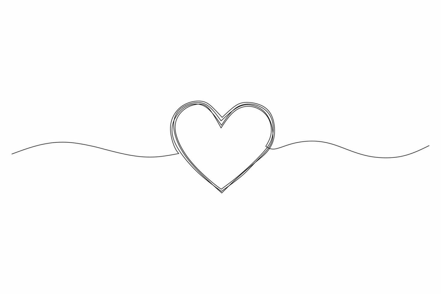 Continuous one line drawing of heart. Black single line art isolated on white background. Minimalist illustration of love concept. Abstract love symbol for Valentines day. Vector illustration.