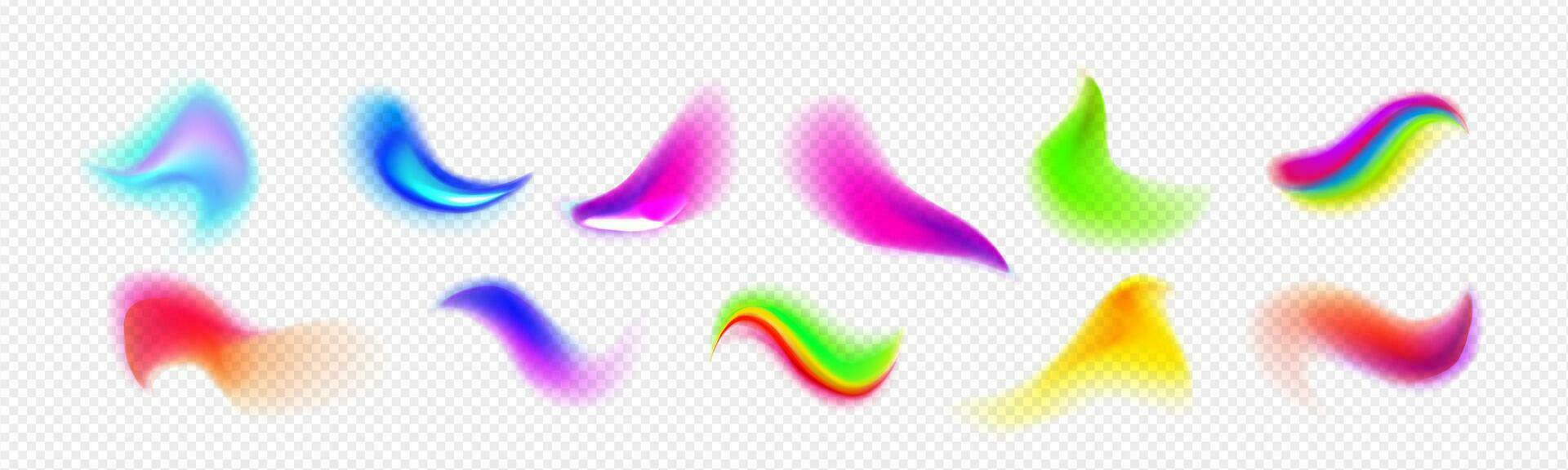 Realistic set of multicolored gradient strokes vector