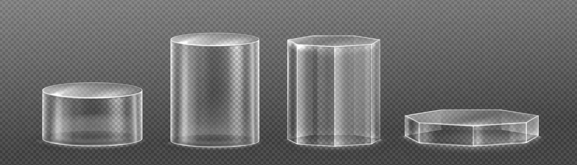 3d vaso transparente claro estar podio monitor vector