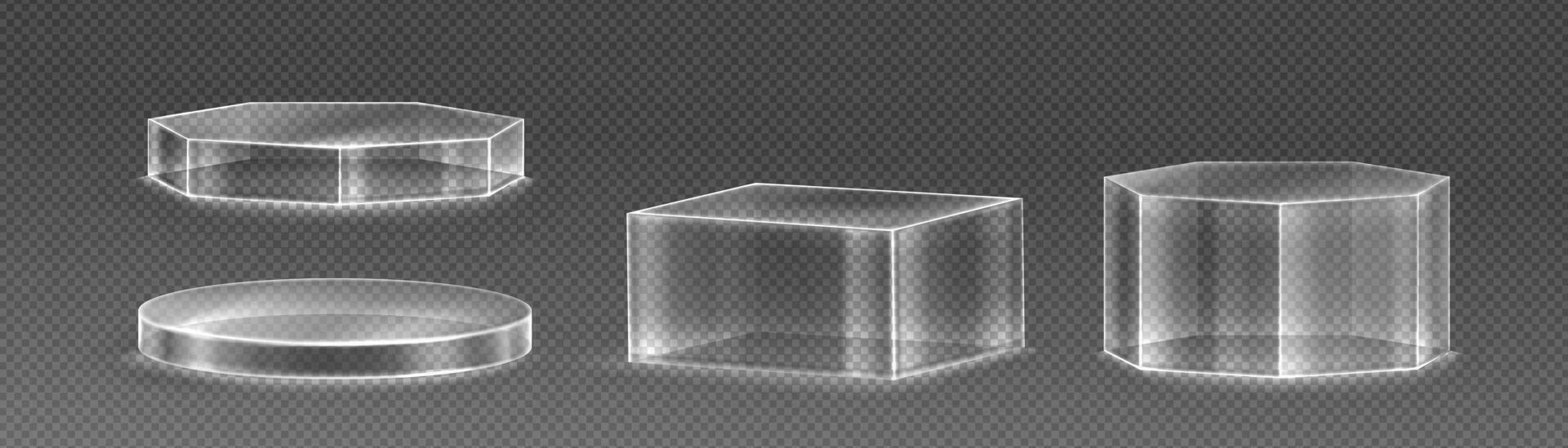 3d glass transparent clear stand podium display vector