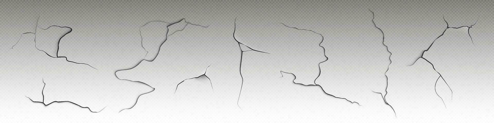 Realistic set of cracks on dry surface vector