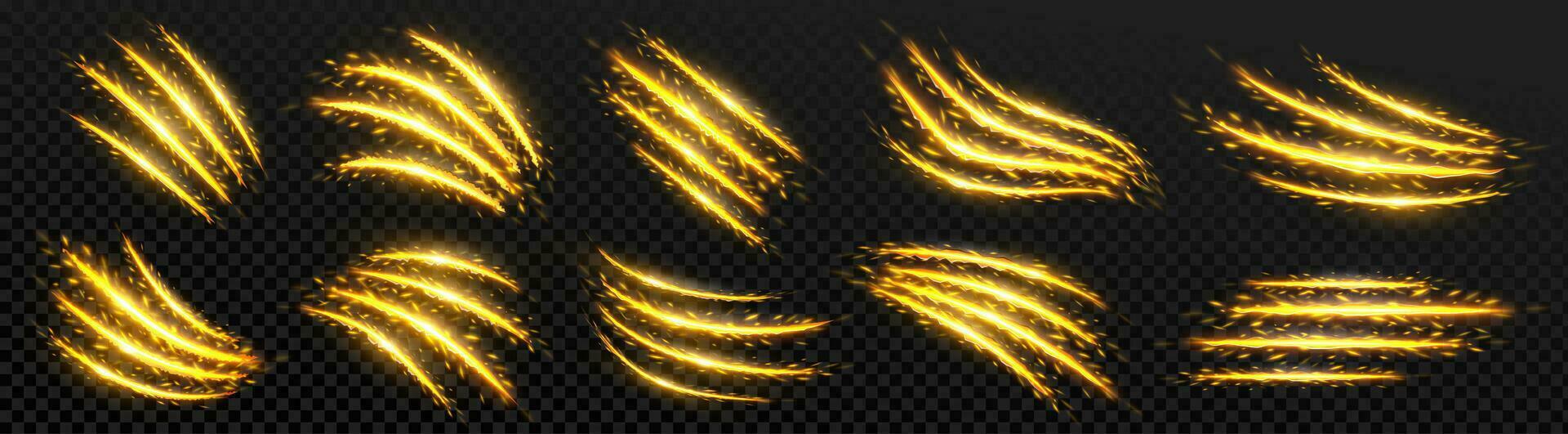 Gold lion paw slash scratch with burn rip edge png vector