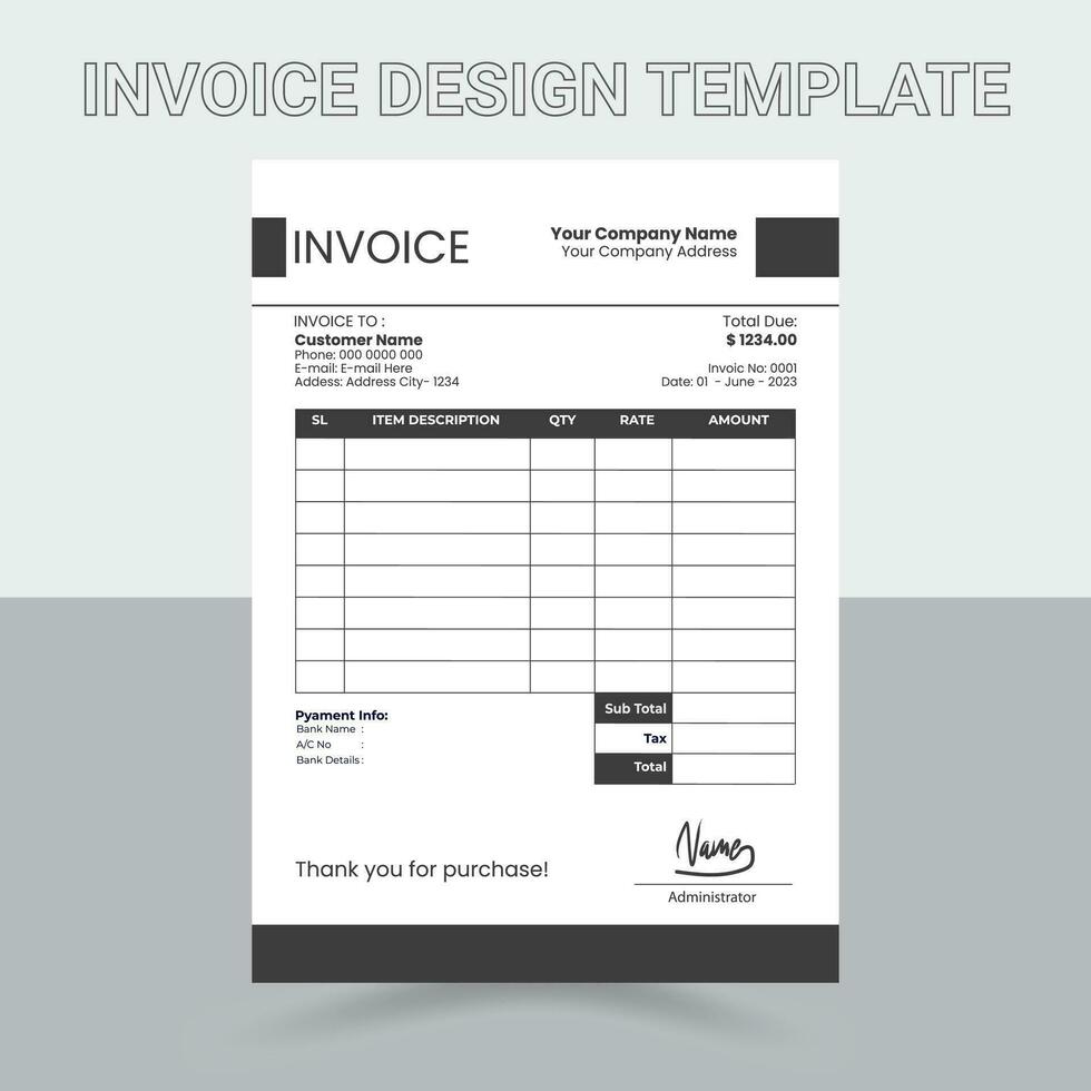 invoice template design Free Vector