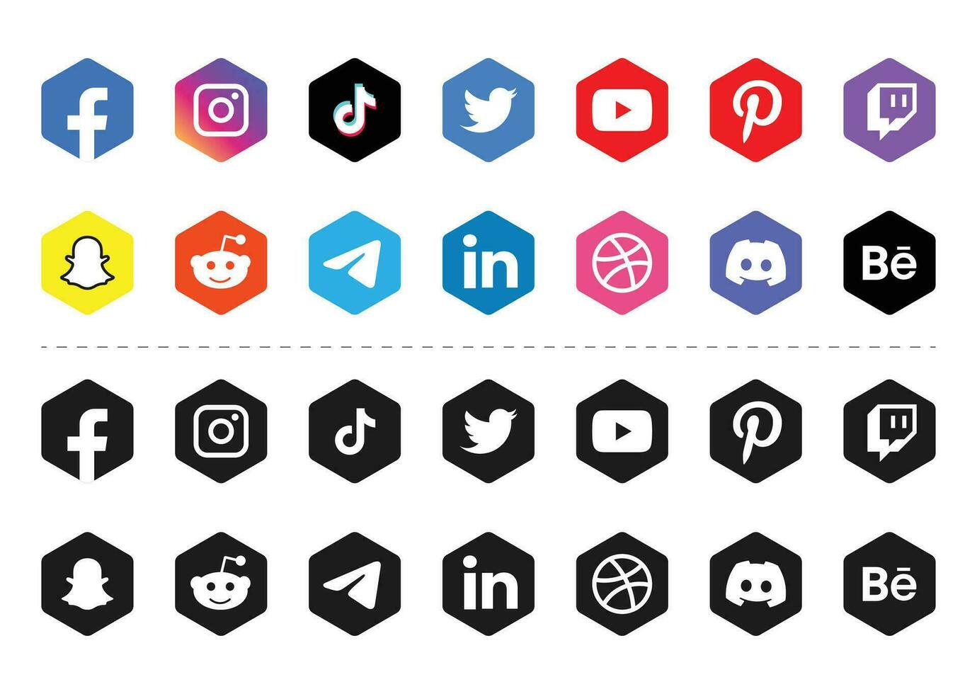 popular social red símbolos, social medios de comunicación logo íconos colección vector