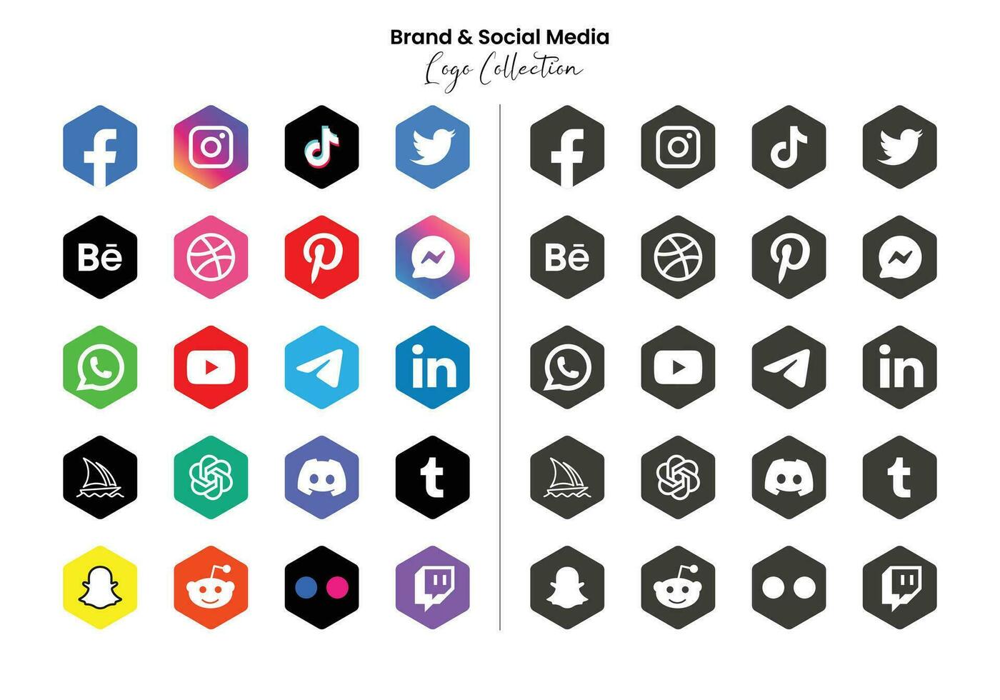 Popular social network symbols, social media logo icons collection vector