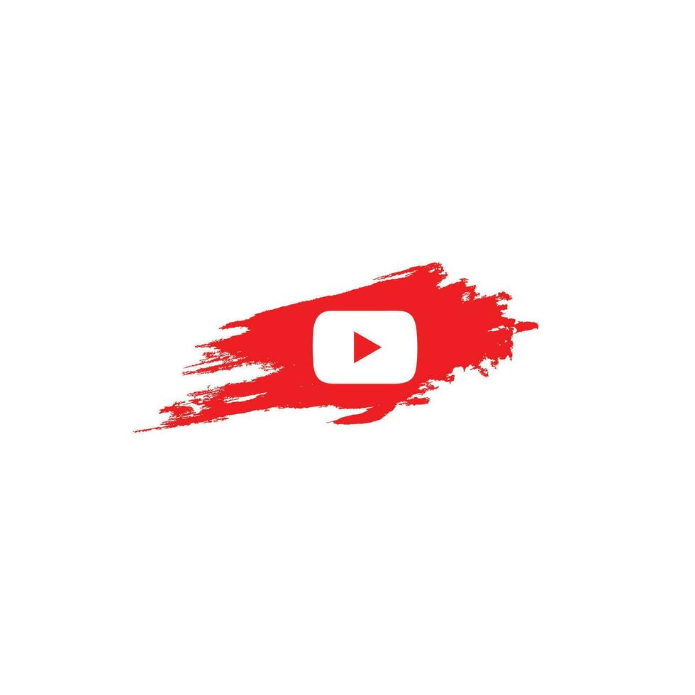 Youtube social media logo icon with watercolor brush, youtube background vector