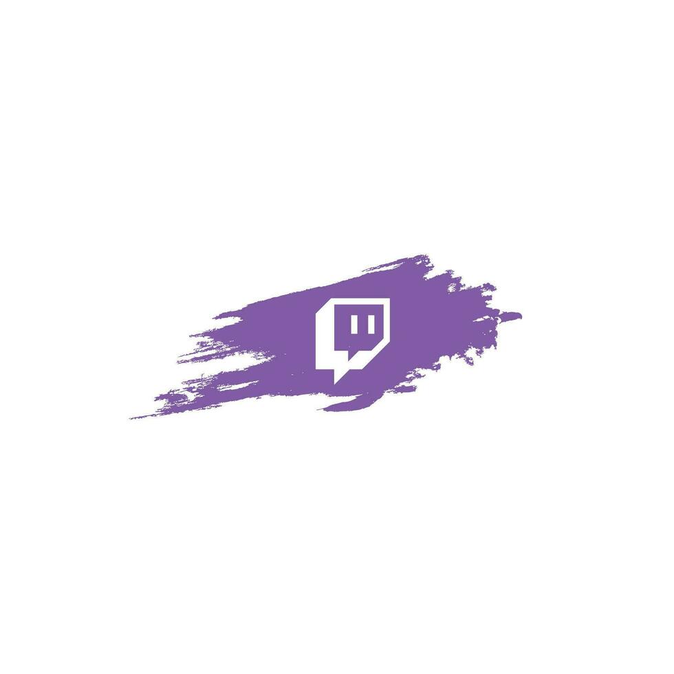 Twitch social media logo icon with watercolor brush, twitch background vector