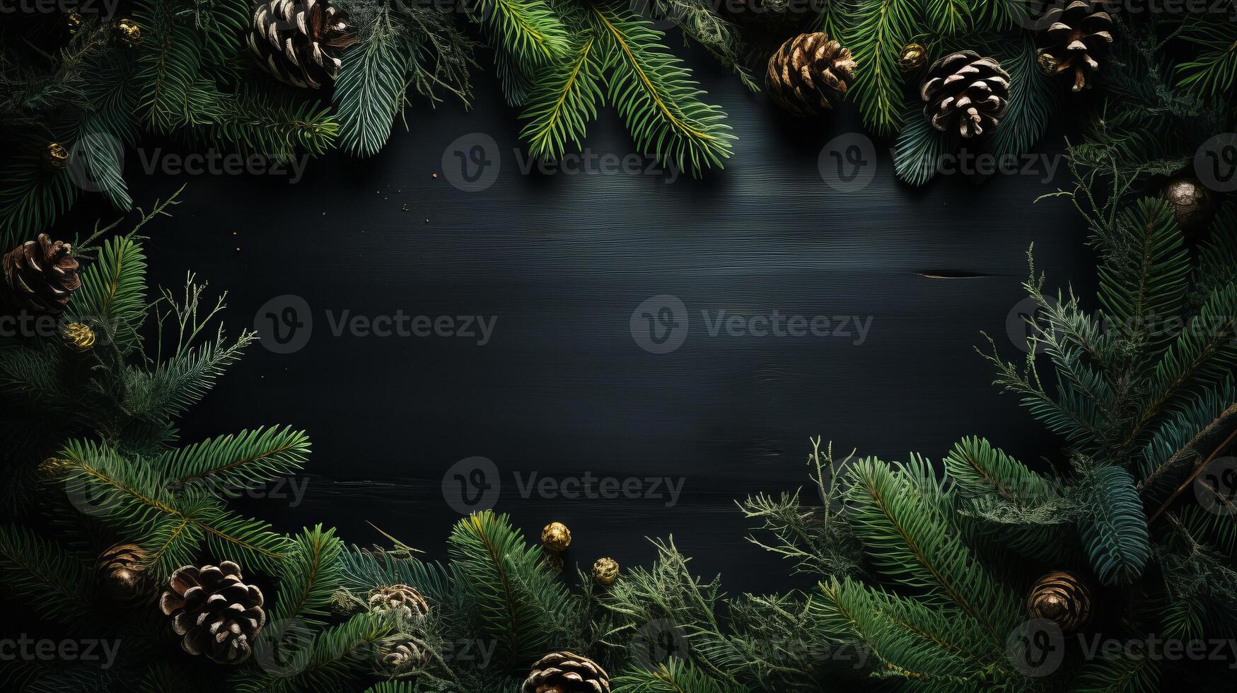 pine fir branches surrounded by a blank white board under a tree, in the style of texture rich compositions. photo