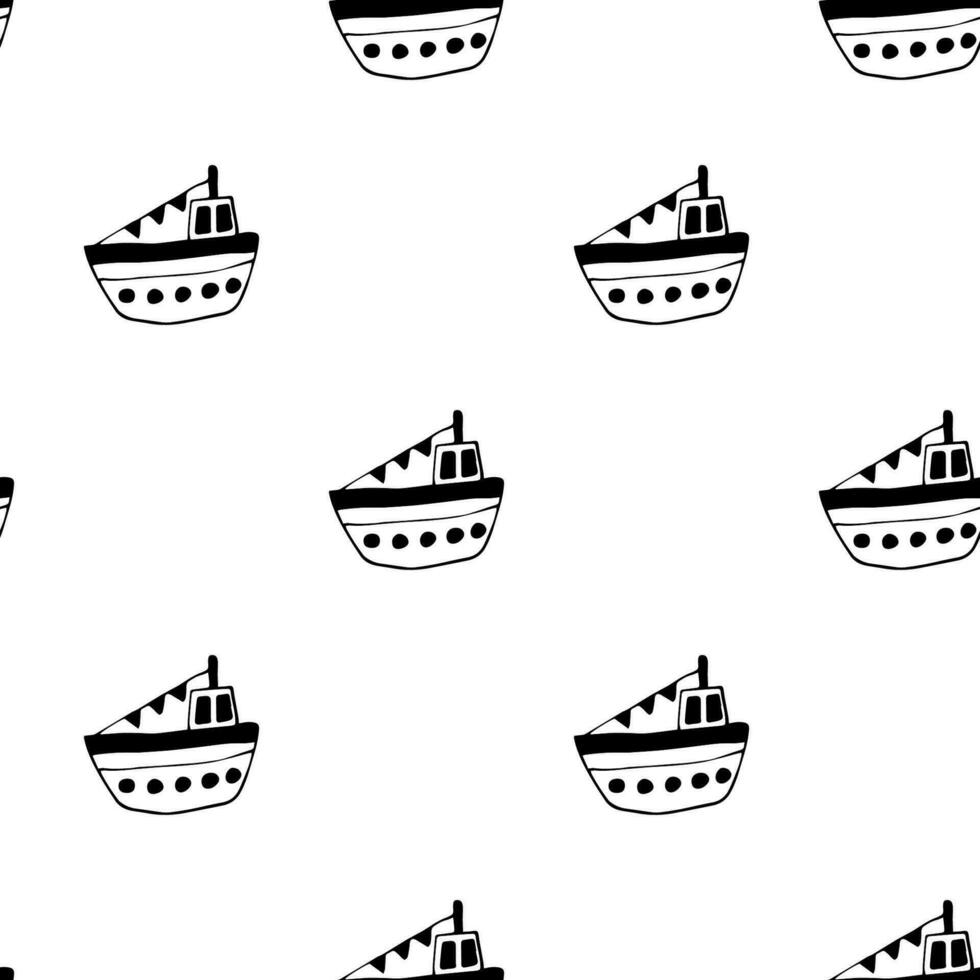 Vector seamless pattern of a deck boat .