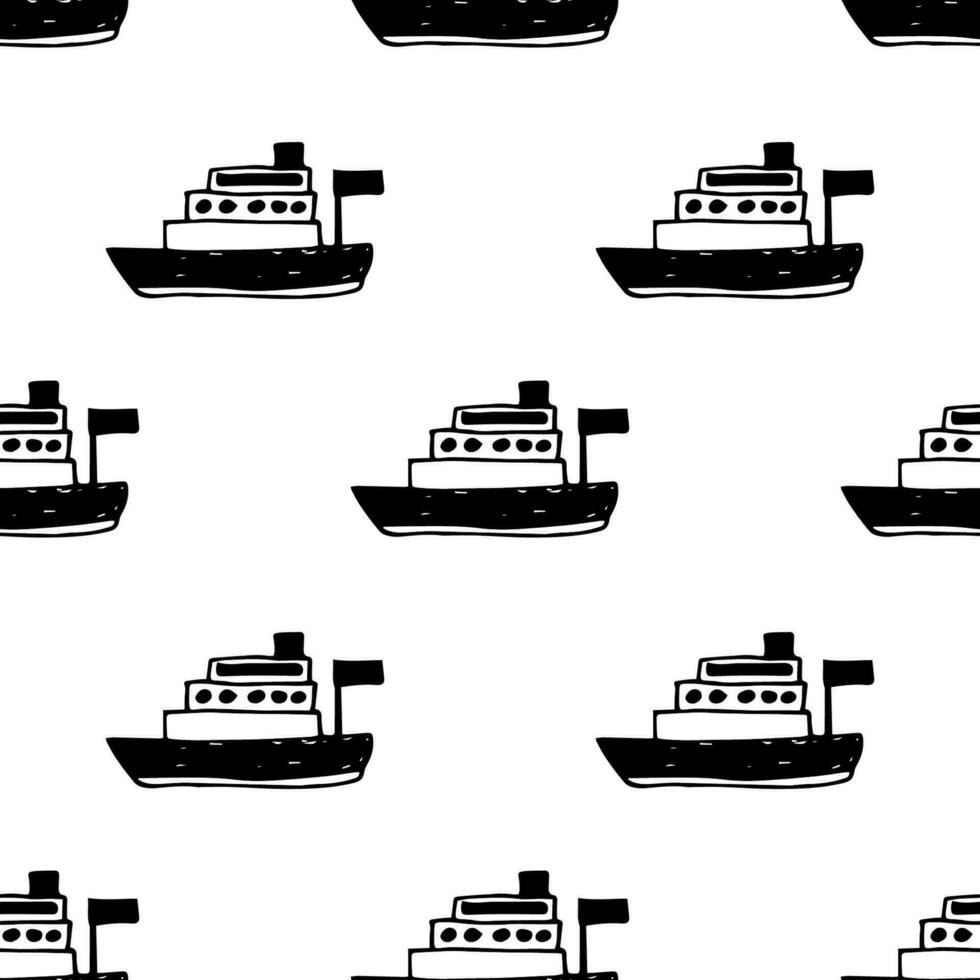 Vector seamless pattern of a deck boat .