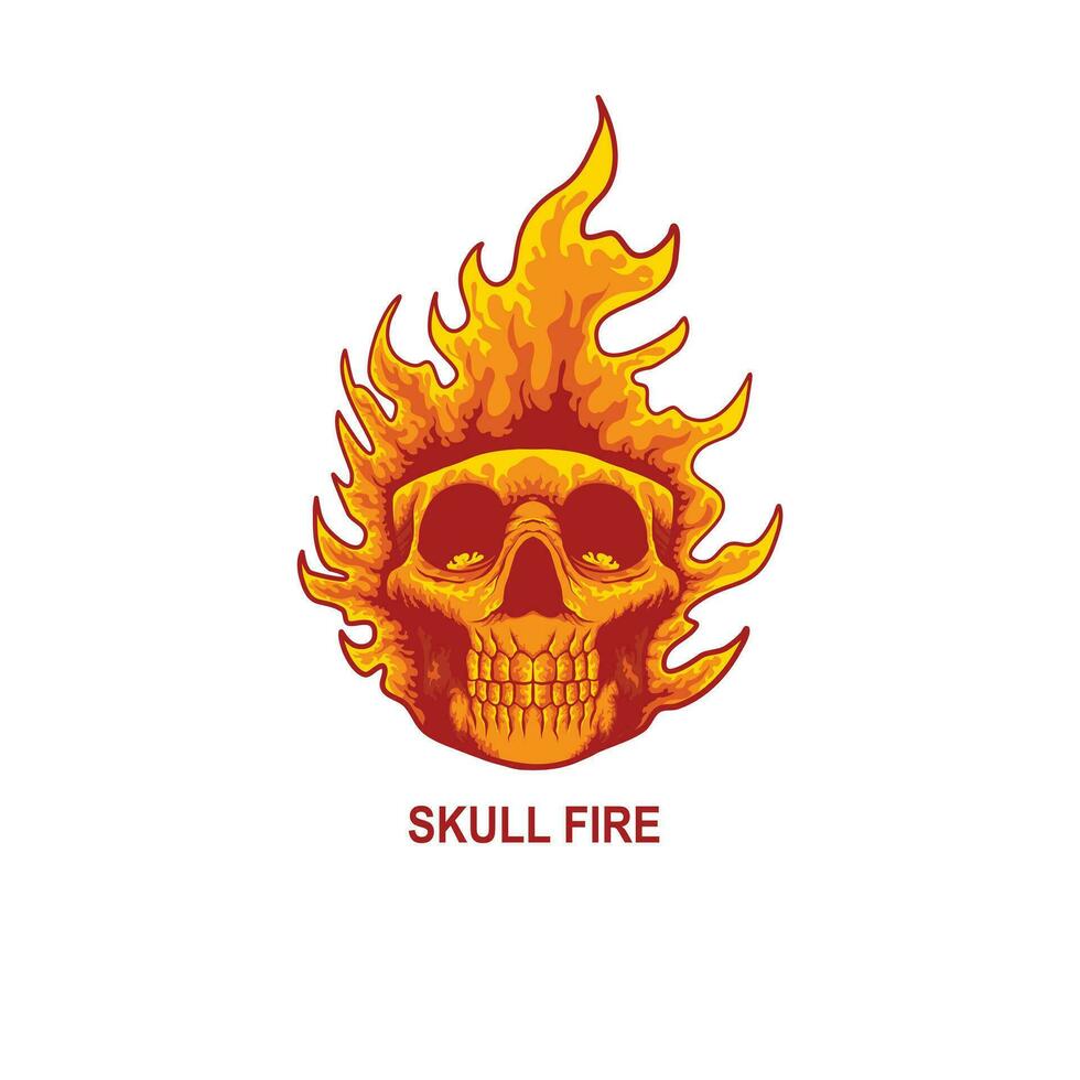 hot fire burning skull head illustration vector