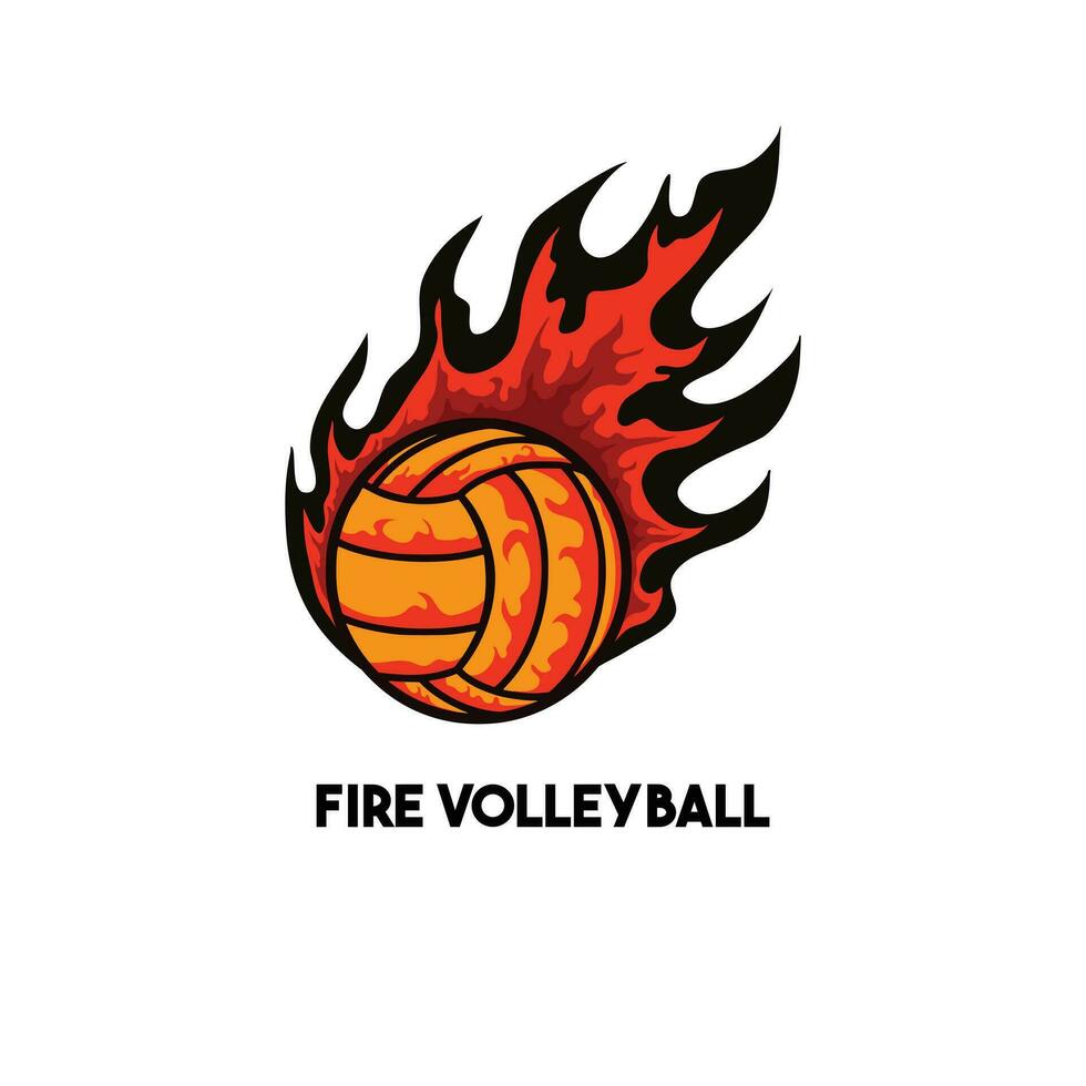 flaming fire burning volleyball vector