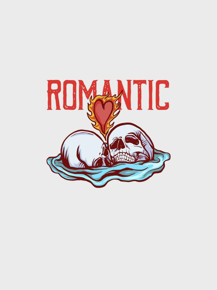 skull head romantic love death vector