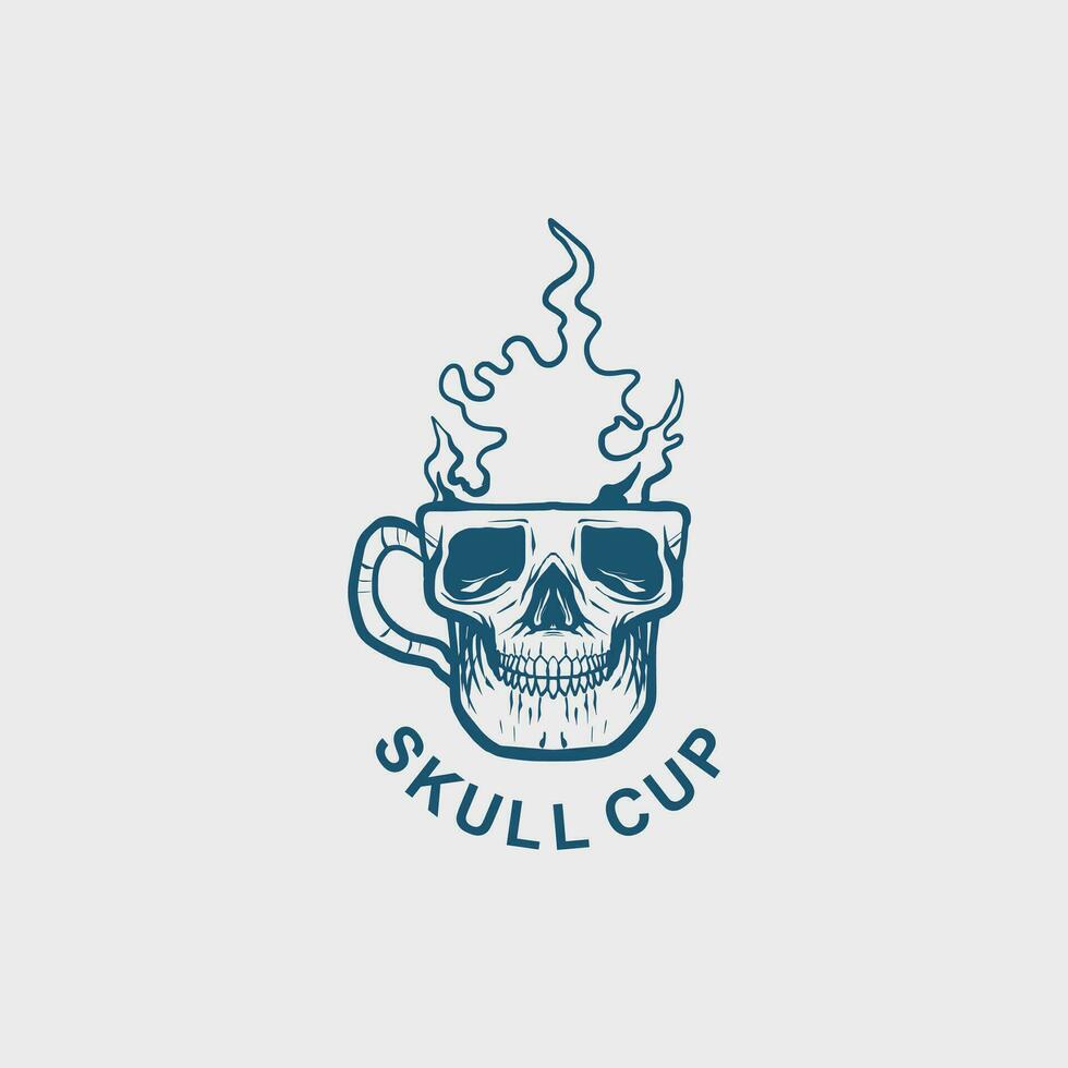 skull cup and smoke effect overhead vector