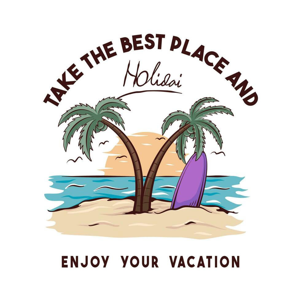 Nice vibes summer beach view vector