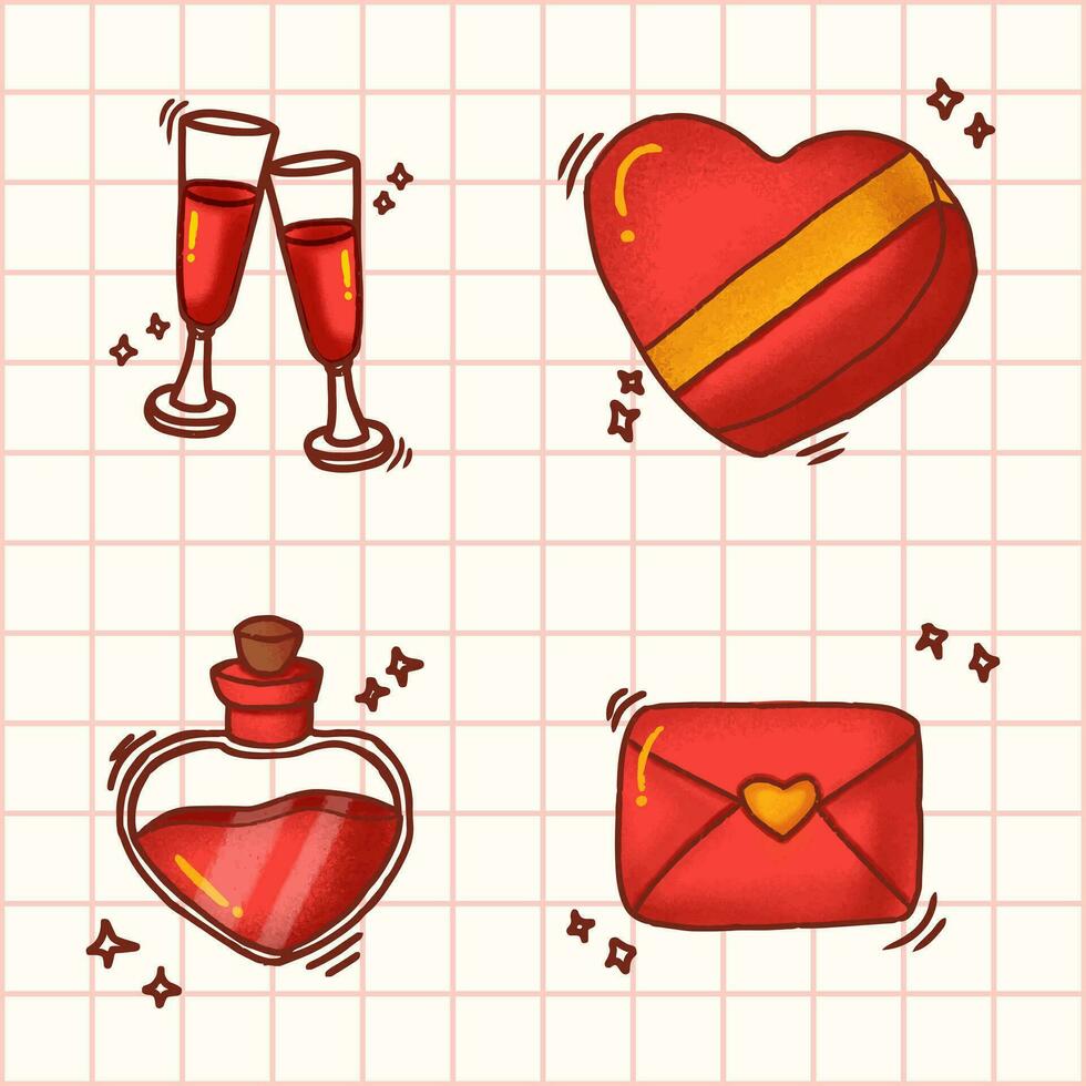 Hand draw valentines day clip arts vector