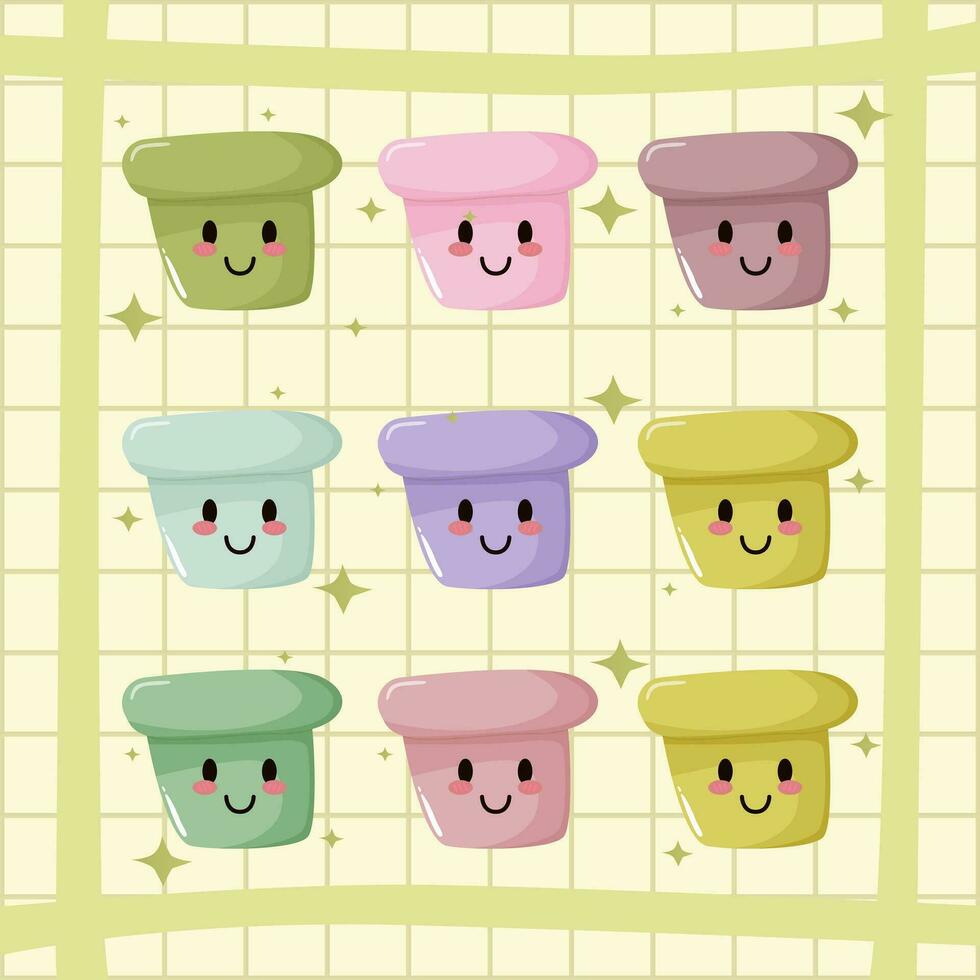 cute cactus cartoon vector