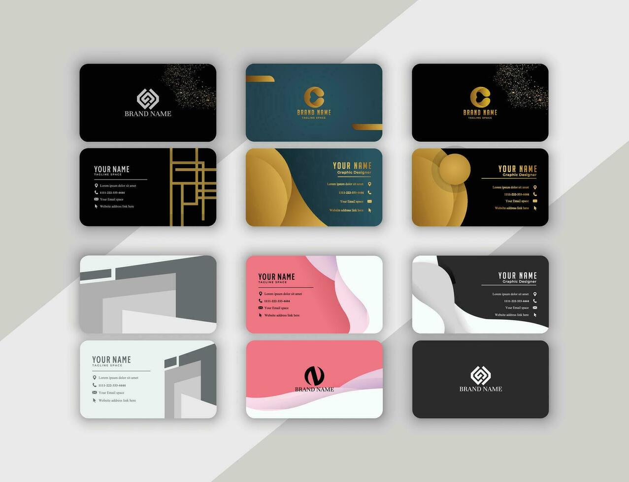 corporate style print business card set templates vector