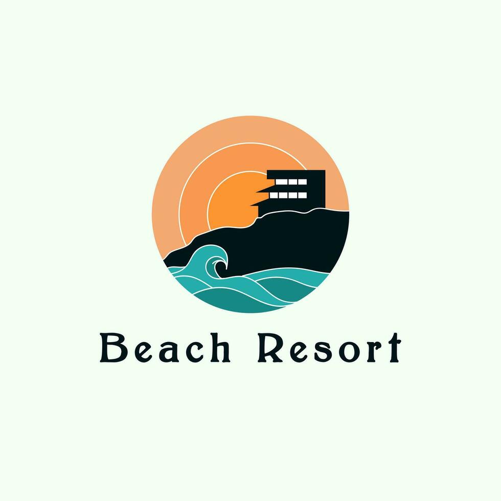 Modern beach resort logo illustration design vector