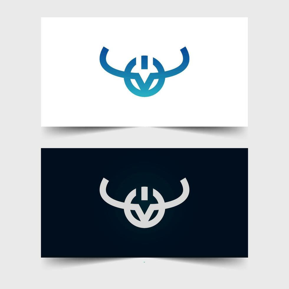 Modern and simple techno bull logo illustration design vector