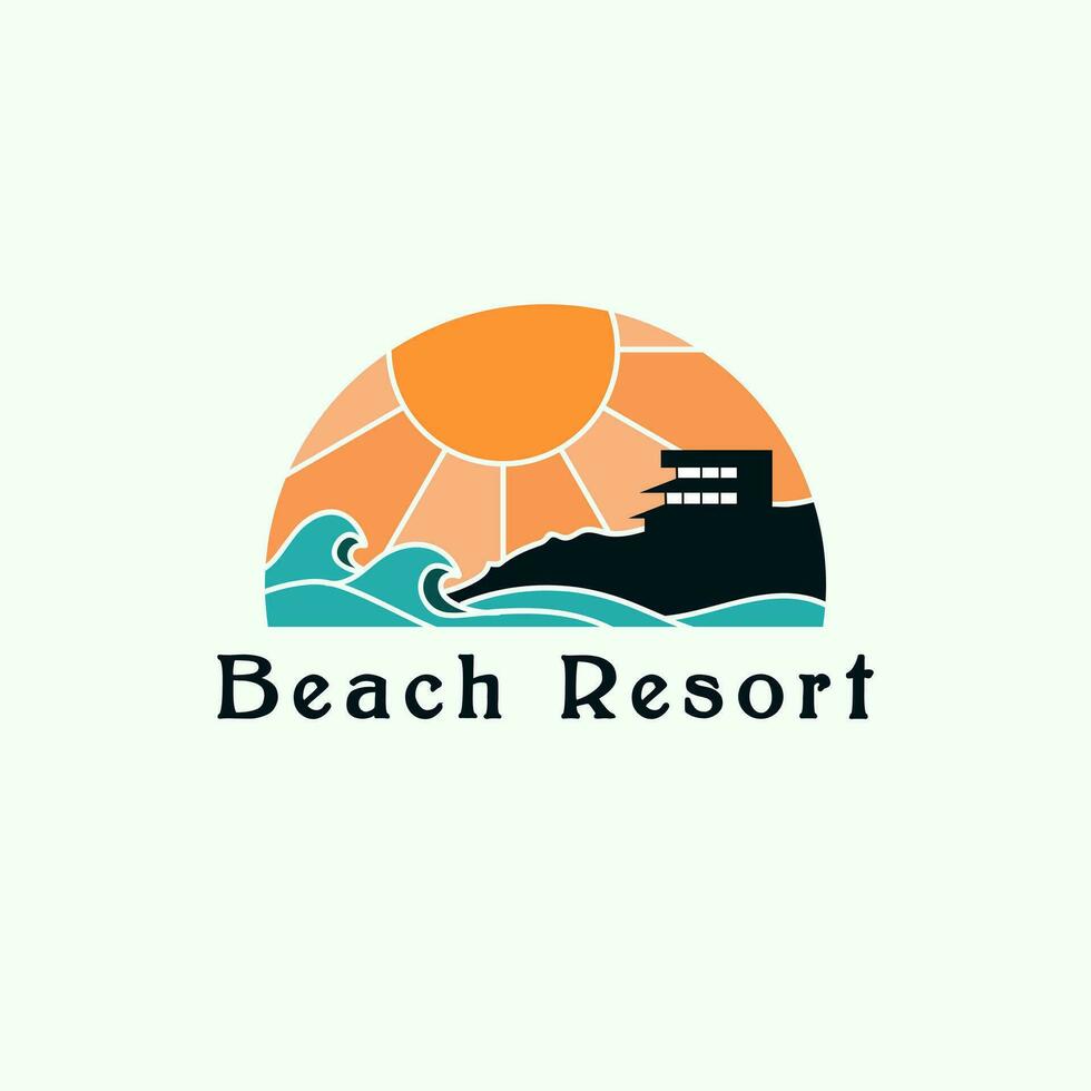 Modern beach resort logo illustration design vector