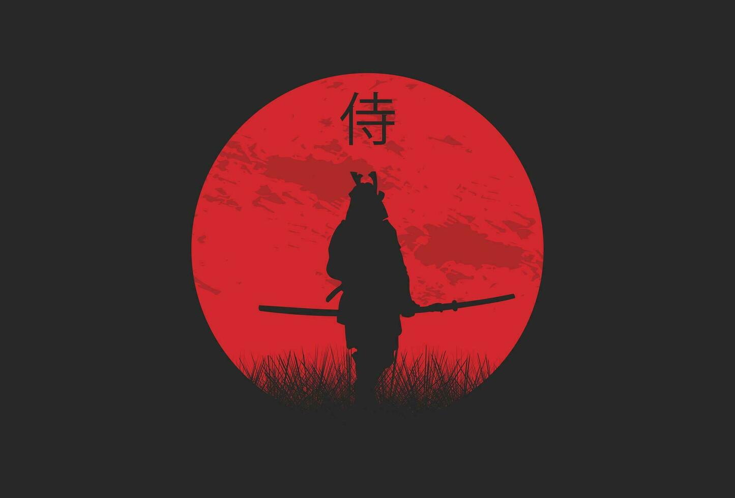 Japanese Samurai Silhouette illustration vector