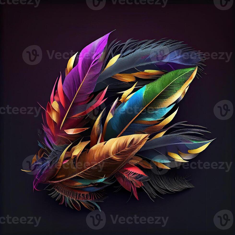 3d colorful feathers for carnival composition .. photo