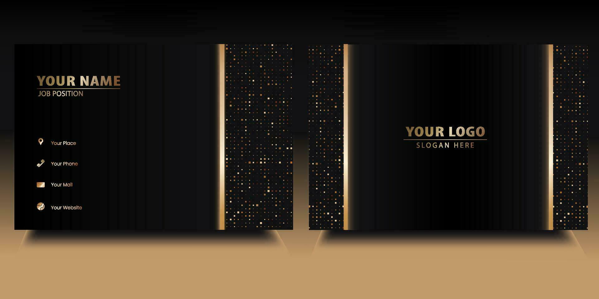 Modern luxury business card print template design black gold  vector