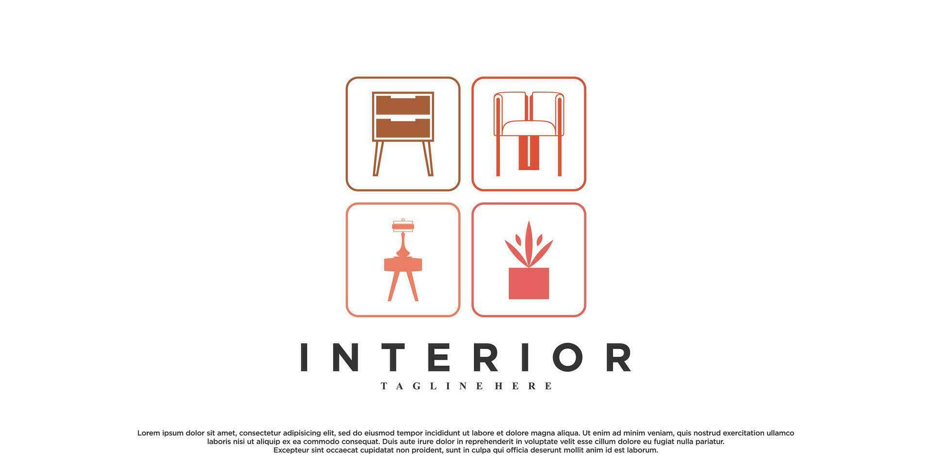vector minimalista mueble logo diseño para interior hogar