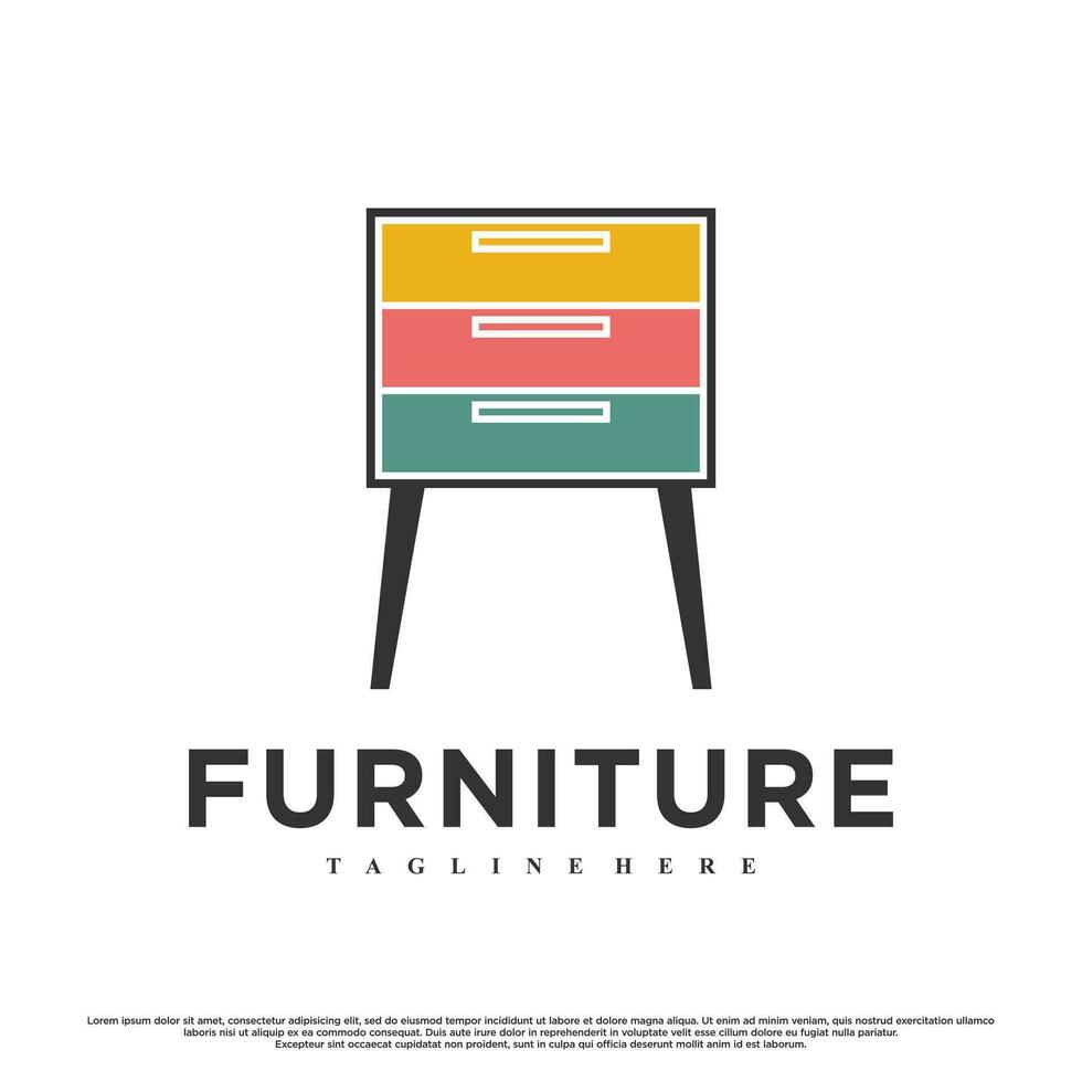 Vector minimalist furniture logo design for interior home