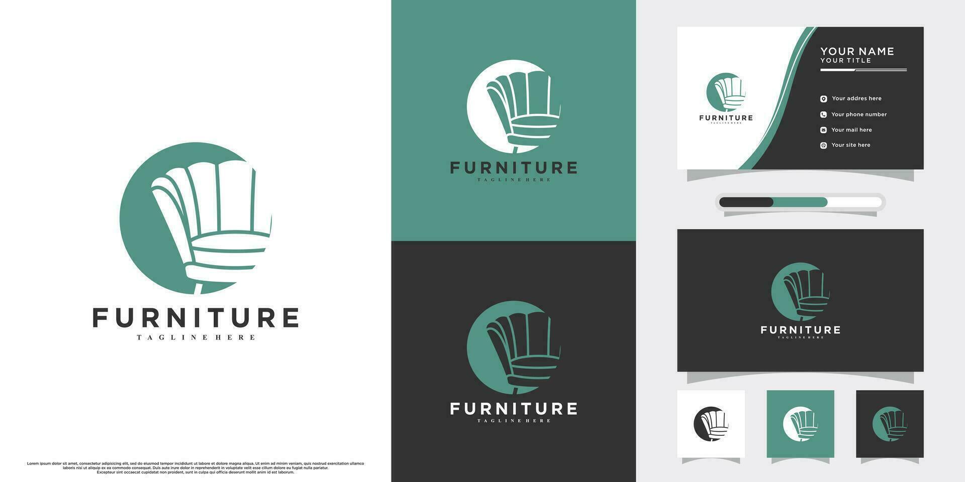 Vector minimalist furniture logo design for interior home