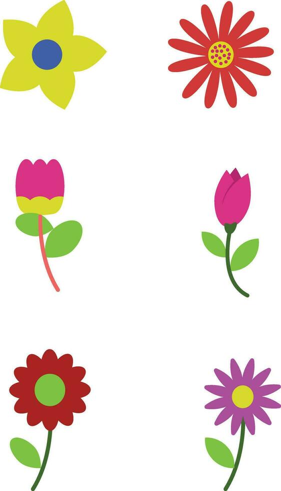 Flat Flower Organic. Daisy floral organic form elements in trendy playful brutal style. Vector illustration isolated on white background.