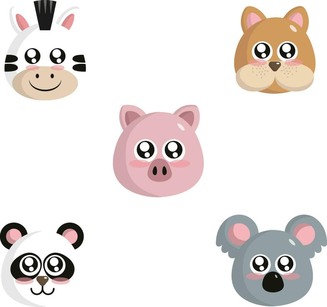 Cute animal head in simple illustration for design decoration and illustration. Vector pro