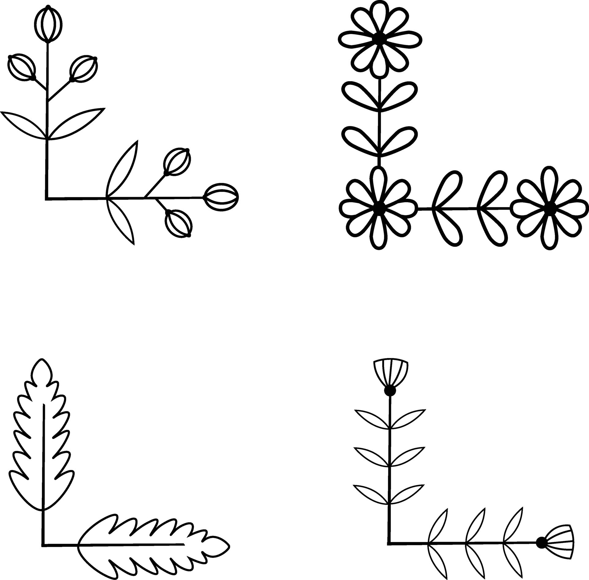 Leaf Corner Frame, floral and leaf ornaments. Isolated vector
