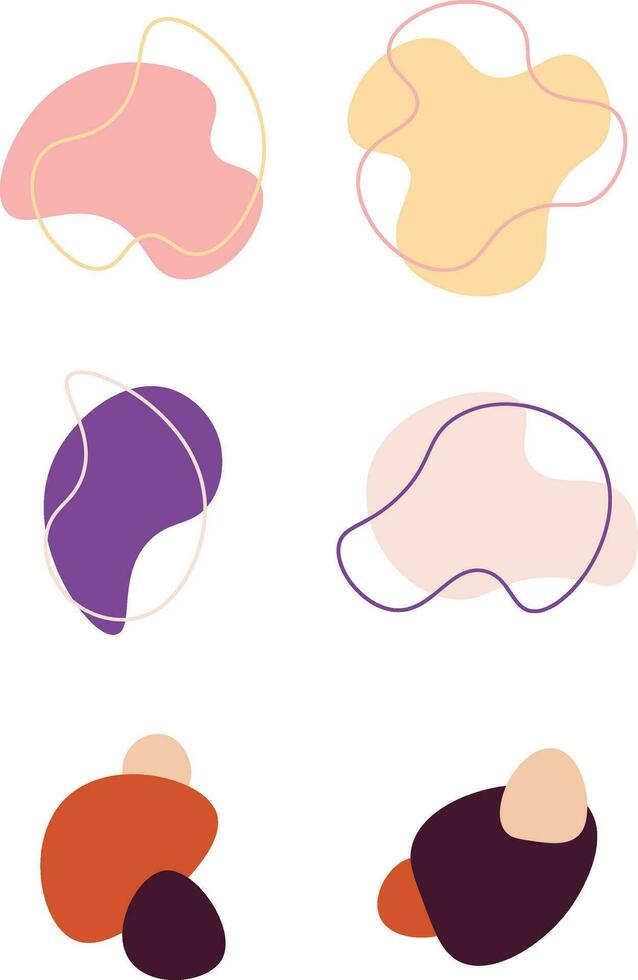 Blob shapes elements isolated on white background. Collection of modern liquid geometric, organic shape hand drawn. Vector illustration Pro Vector