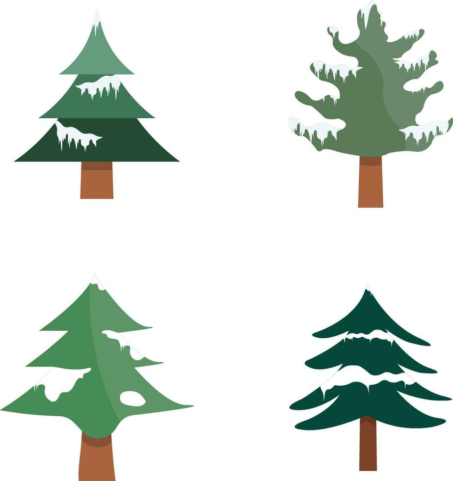 Winter Snow Tree in the style of a cartoon for design decoration. Vector illustration.