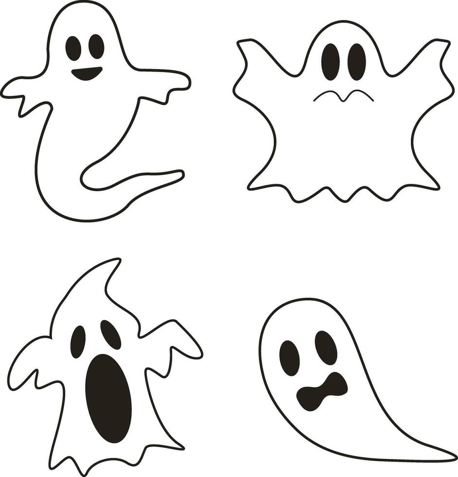 Ghost Halloween. Cute ghost shadow. ghost sheet for halloween character design. Isolated vector illustration.