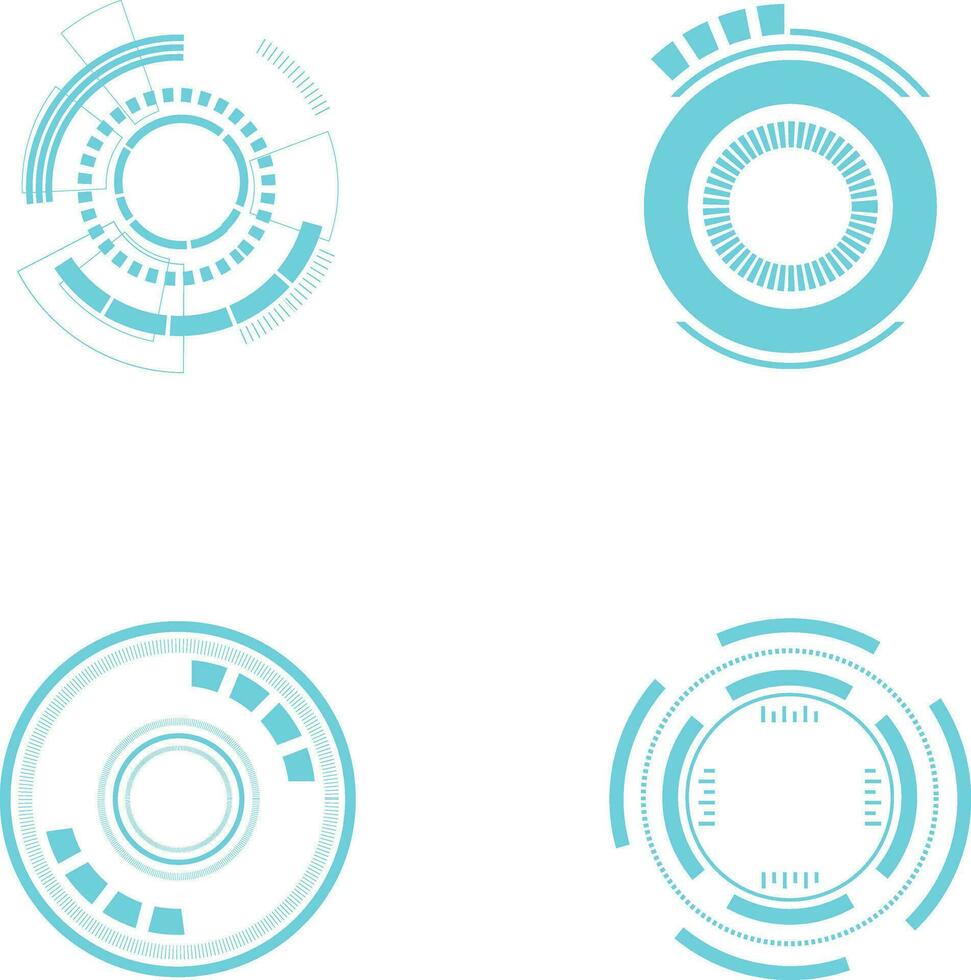 Futuristic Circle Hud Interface Elements. Futuristic Abstract HUD. Good for game UI. Circle elements for data infographics. Vector Illustration