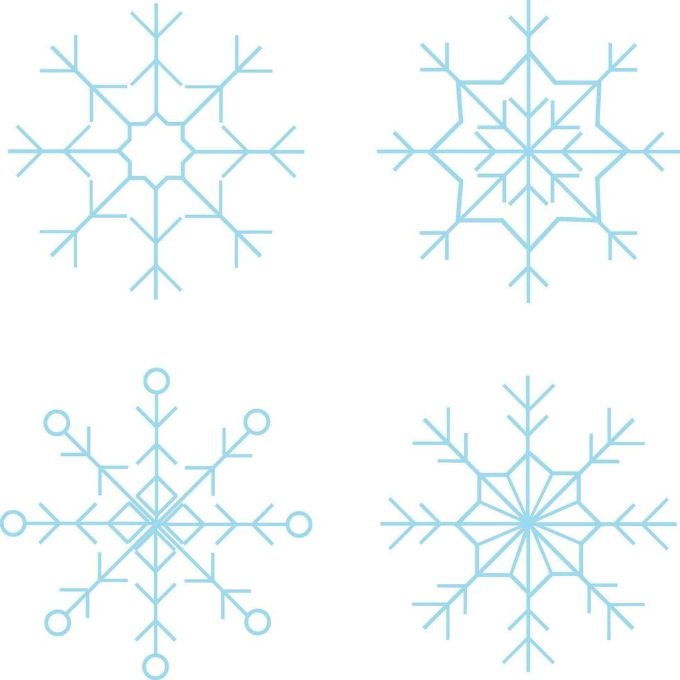 Snowflake illustration collection isolated. Vector  decoration elements.