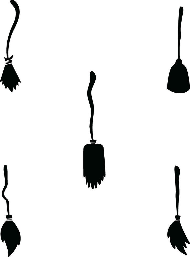 Halloween Witch Broom Silhouette.For Design decoration. isolated on white vector