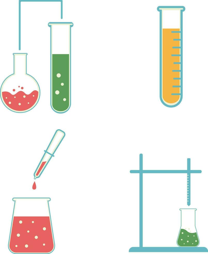 Science Laboratory Equipment vector icon set. Test tube, microscope,etc.For design decoration.Vector illustration