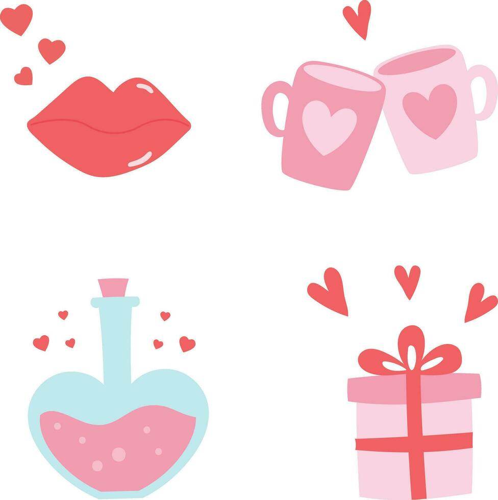 San Valentín día elemento con corazón modelo y contento tipografía san valentin día. vector ilustración.